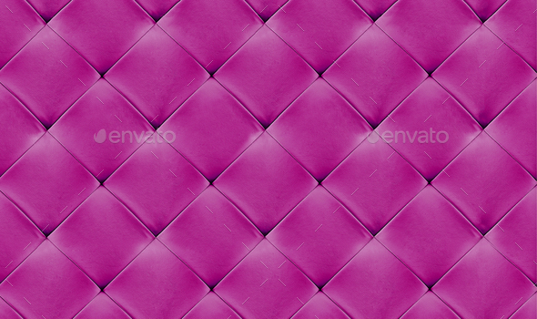 Purple natural leather background, classic checkered pattern for furniture, wall, headboard - Stock Photo - Images