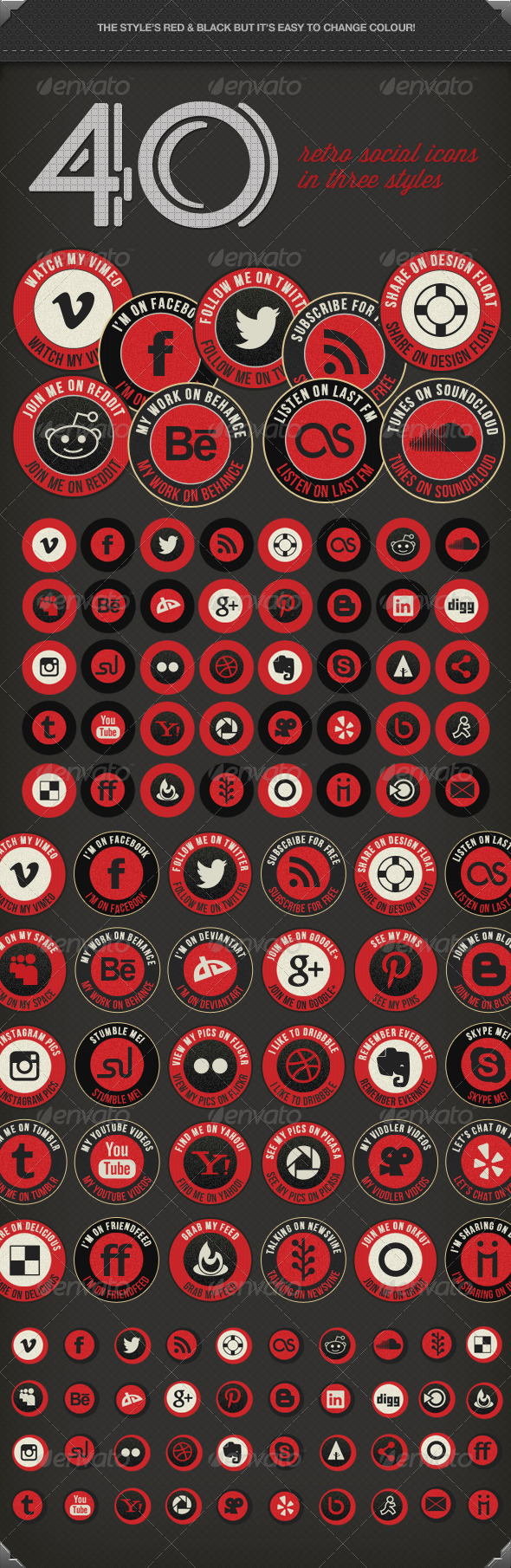 Retro Social Media Icons - Icons