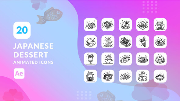 Japanese Dessert Animated Icons | After Effects