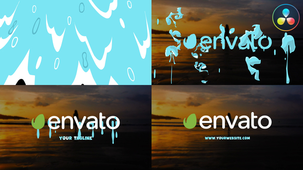 Ocean Wave Cartoon Logo Opener for DaVinci Resolve