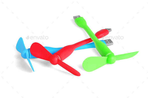 Colourful USB Mini Fans - Stock Photo - Images
