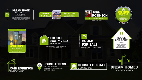 Real Estate Text Titles Elements template preview