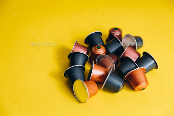 Set of colorful capsules for making instant coffee