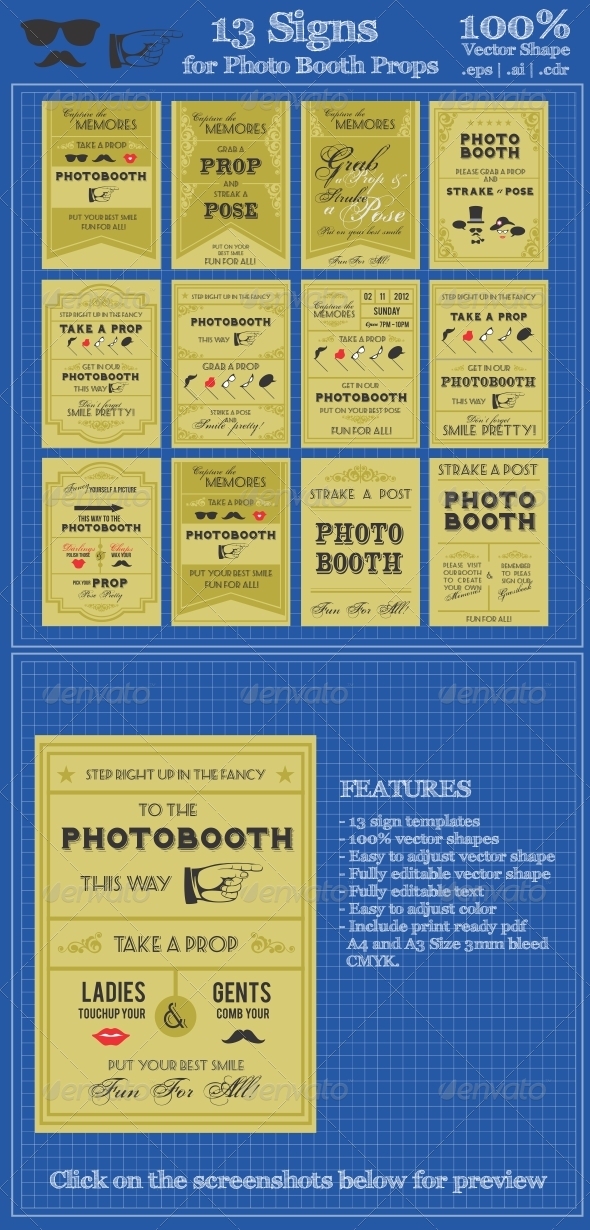 13 Sign Template For Photo Booth Props - Miscellaneous Vectors