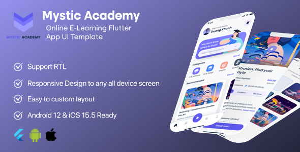 Mystic Academy - Online E-Learning Flutter App UI Template
