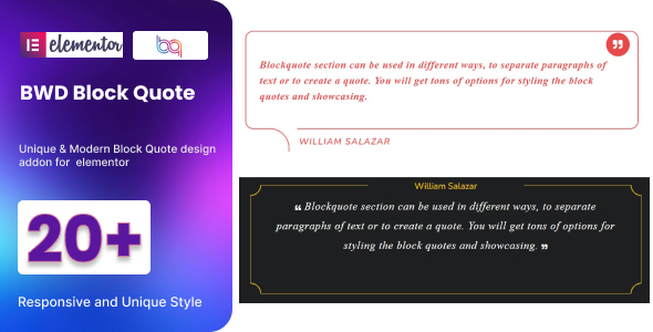 Block Quote addon for elementor