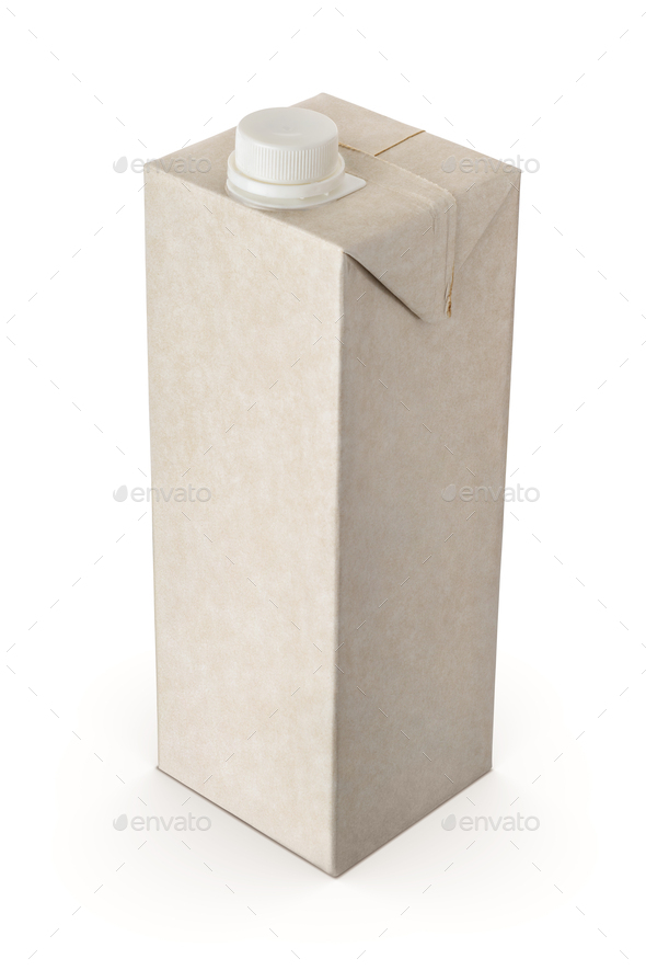 Blank milk or Juice carton box isolated on white.