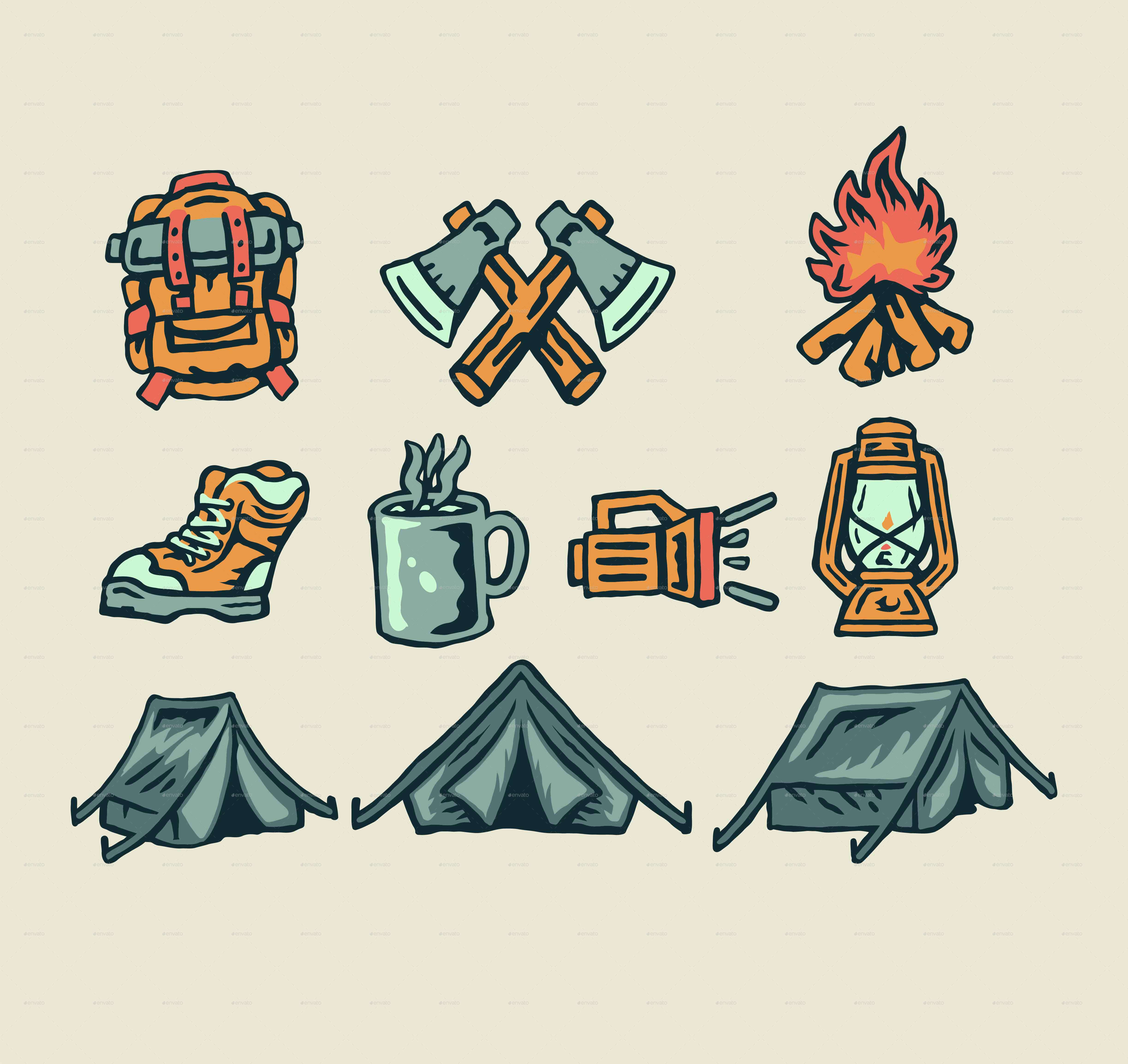 Camping Elements, Vectors | GraphicRiver