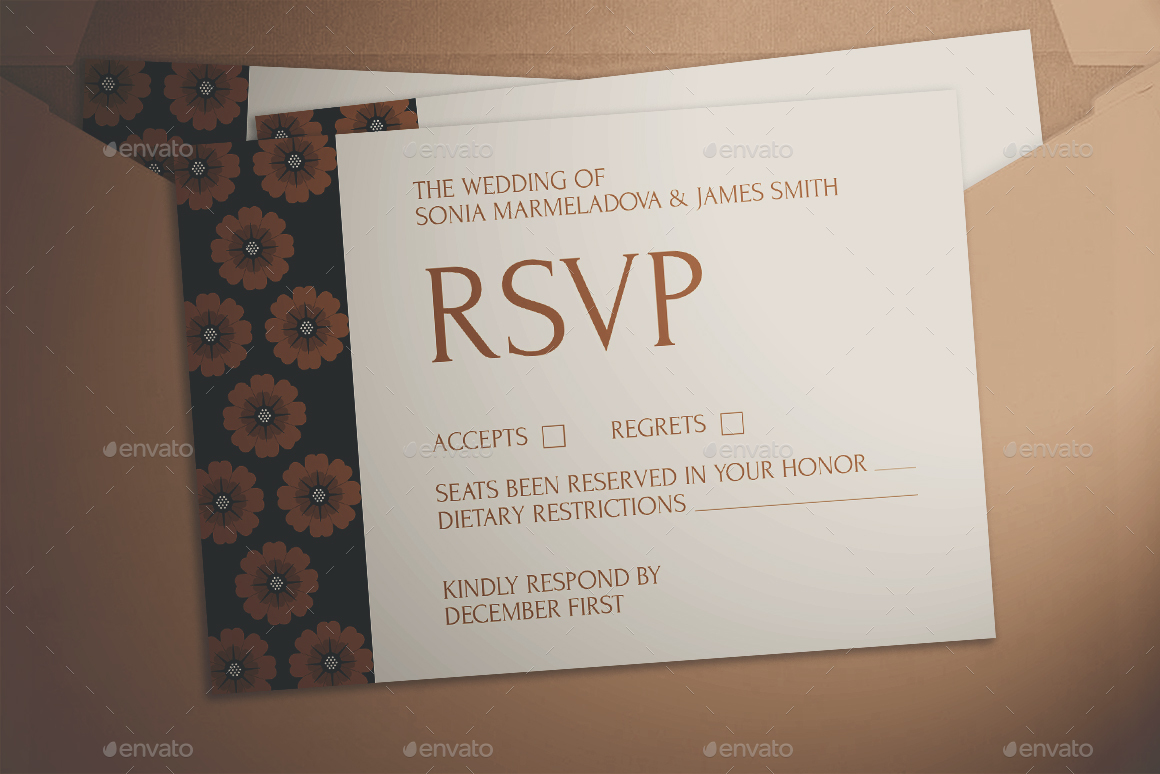Vintage Floral Wedding Invitation Suite, Print Templates GraphicRiver