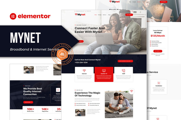 Mynet - Broadband & Internet Service Provider Elementor Template Kit