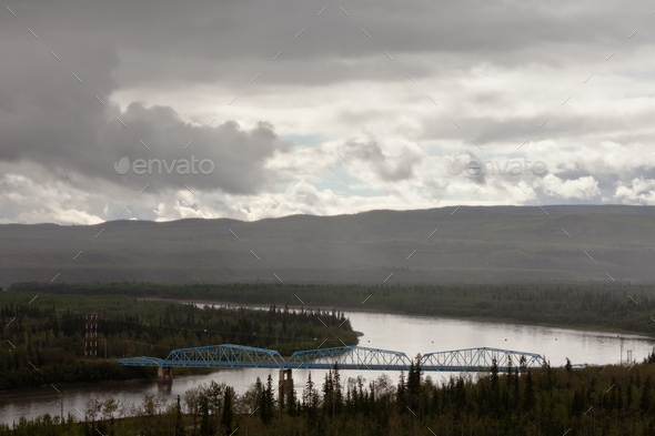 Pelly Crossing River bridge Yukon Territory Canada Stock Photo by pilens