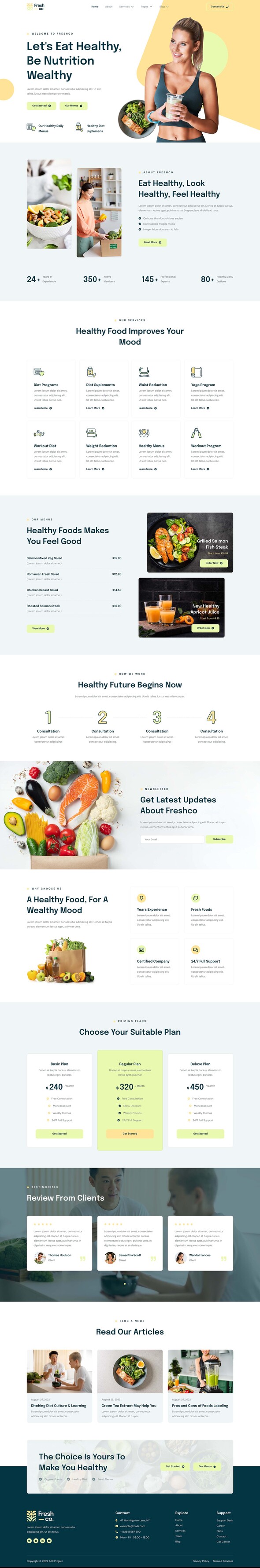 Freshco - Healthy Food & Nutrition Service Elementor Template Kit
