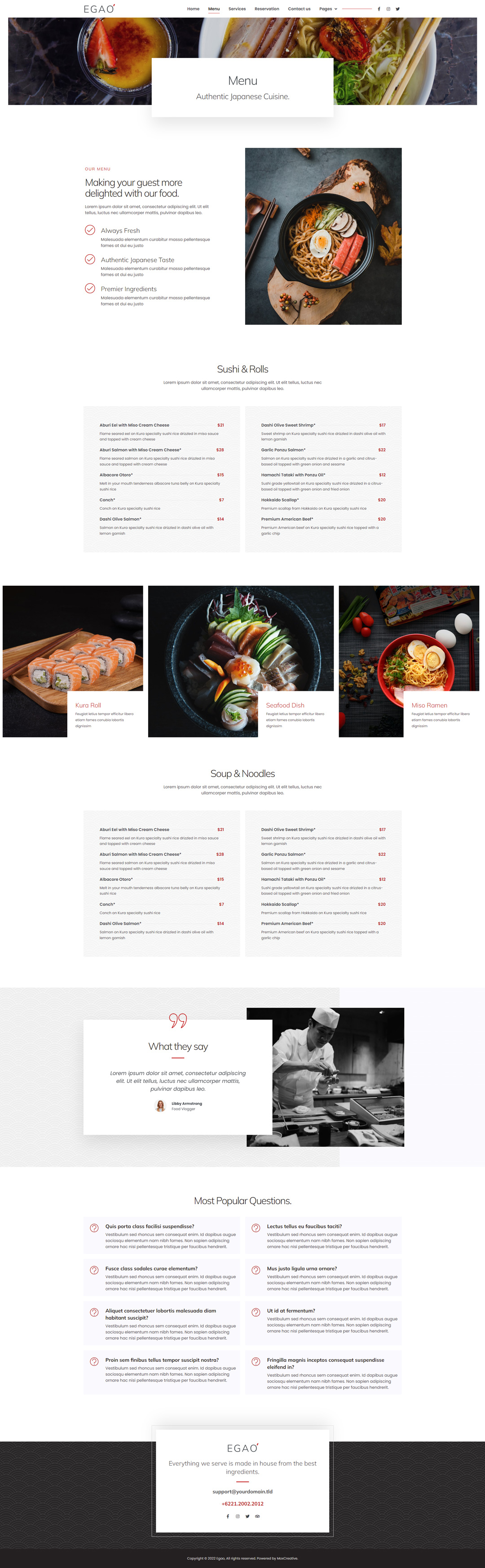 Egao - Japanese Restaurant & Sushi Bar Elementor Template Kit by ...