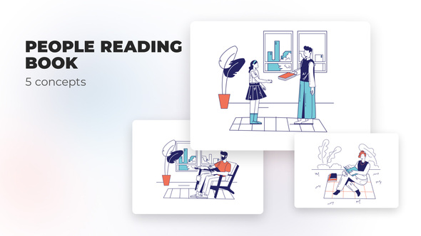 People reading book - Flat concepts