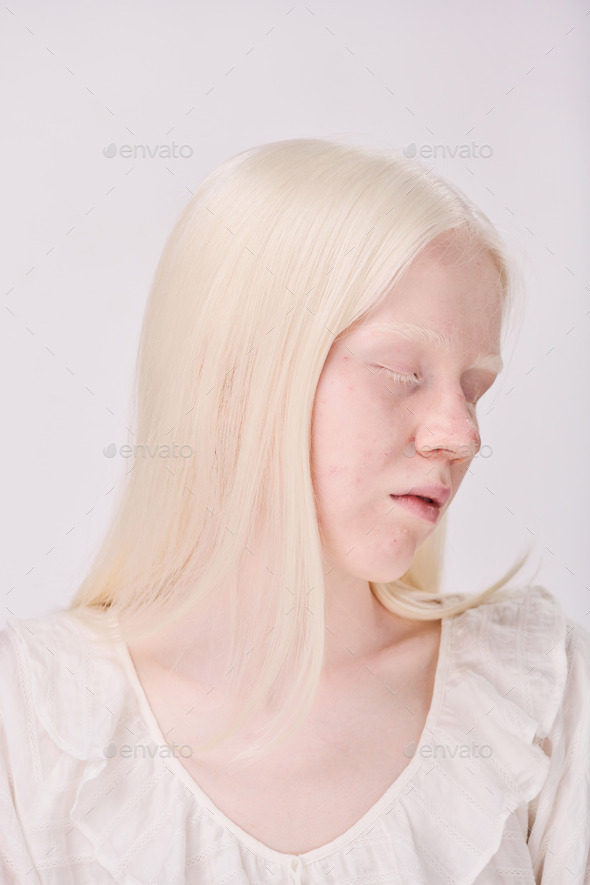 Albino woman with white long hair Stock Photo by AnnaStills | PhotoDune