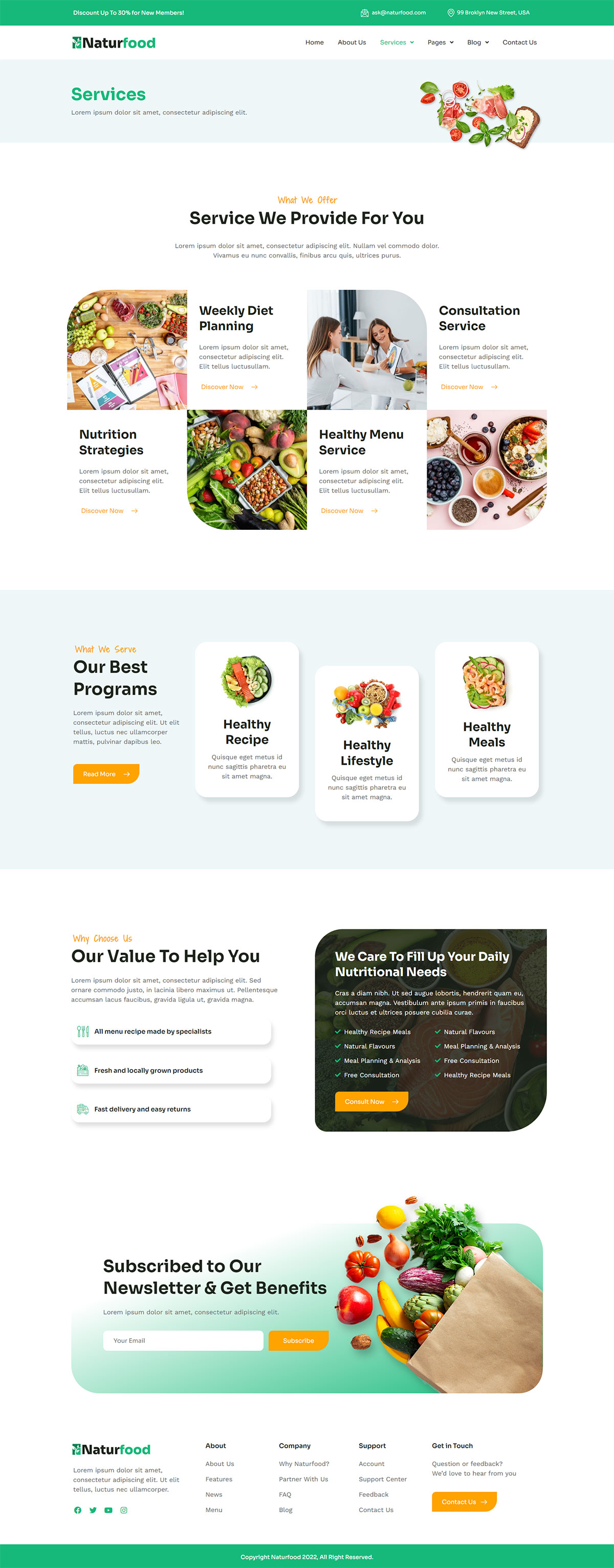 Naturfood - Healthy Food & Nutrition Specialist Elementor Template Kit ...