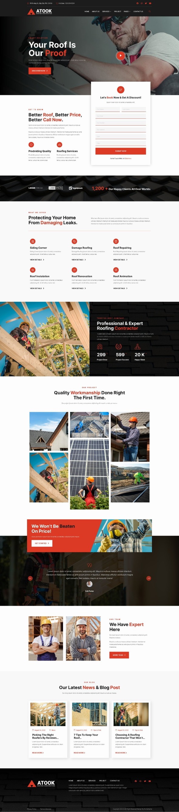 Atook - Roofing Services Elementor Template Kit