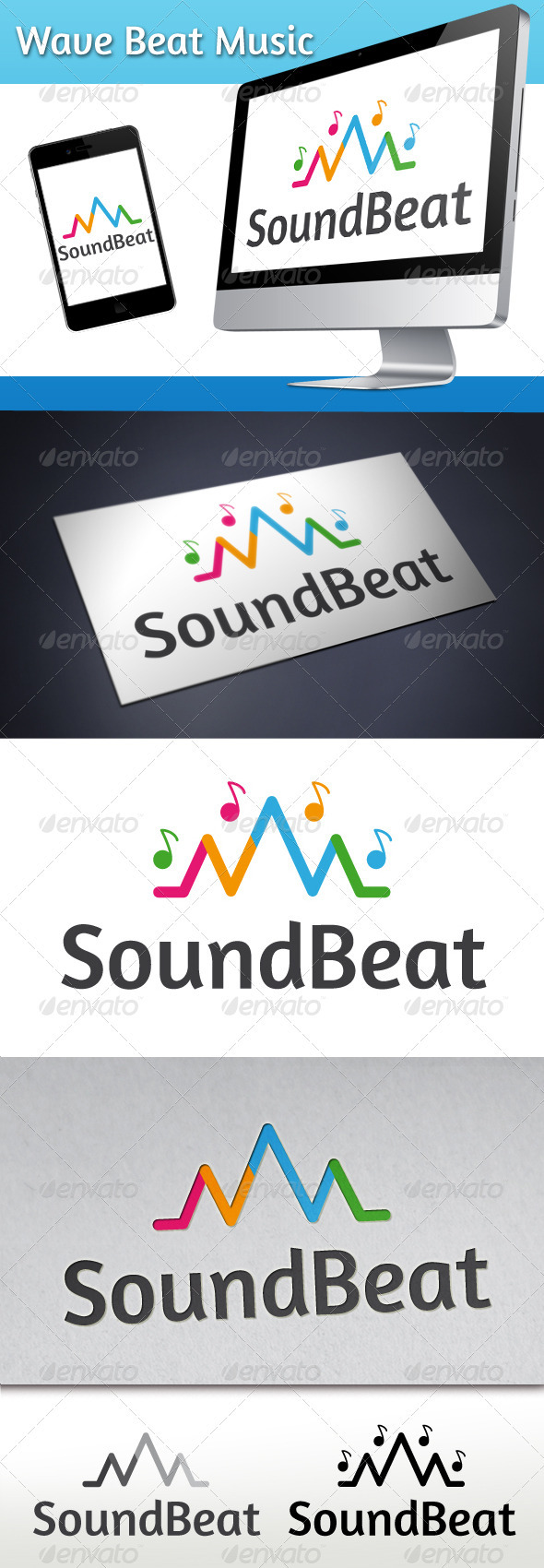 Wave Beat Music Logo - Symbols Logo Templates