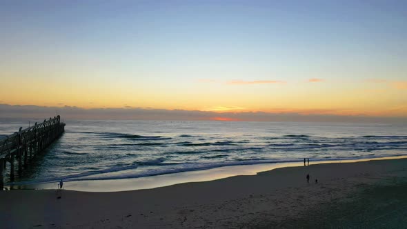 Golden sunrise, Gold Coast, Queensland Australia, Jetty in foreground alt