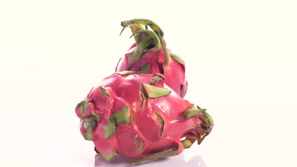 Pitahaya Dragonfruit exotic fruit white backgroung