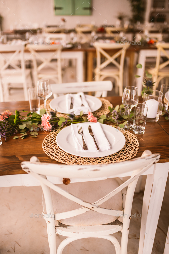 Wedding table with decorations - Stock Photo - Images