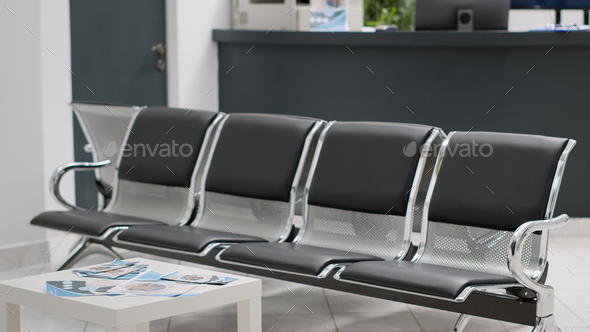 Waiting area seats at private healthcare facility