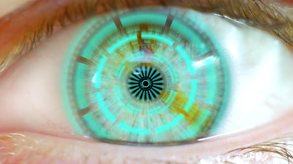 Opening Eye To Reveal Digital Hud Hologram Over Pupil Blue 02
