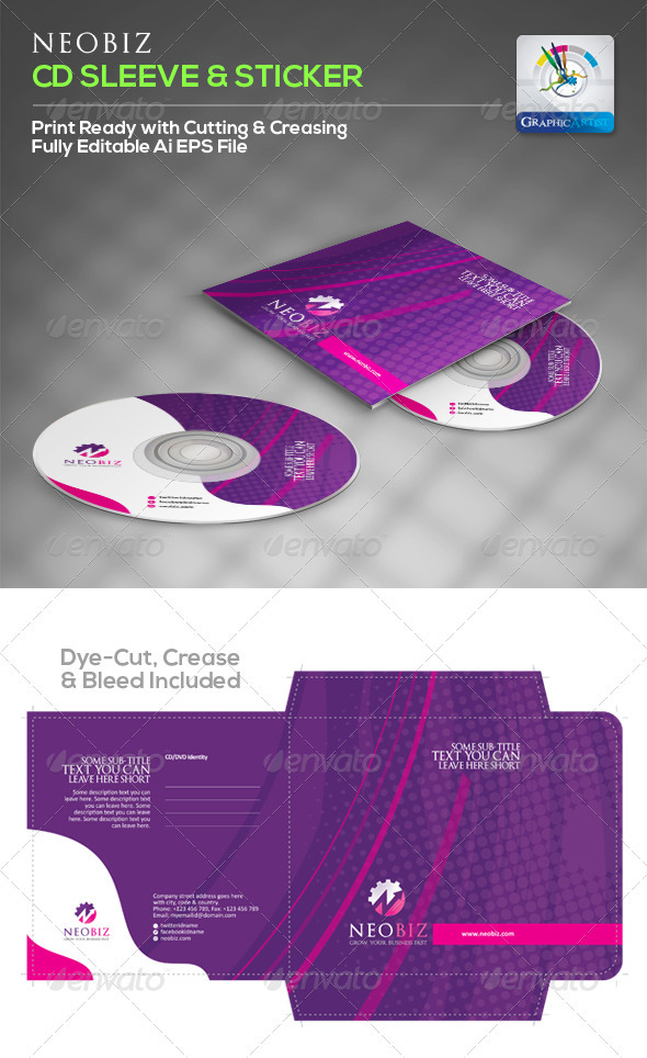NeoBiz Creative CD Sleeve & Sticker - Packaging Print Templates