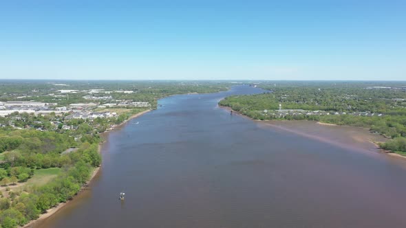 Aerial going over River