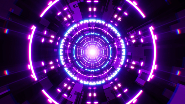 Vj Cyber Purple Tunnel Motion with Neon Event Lights
