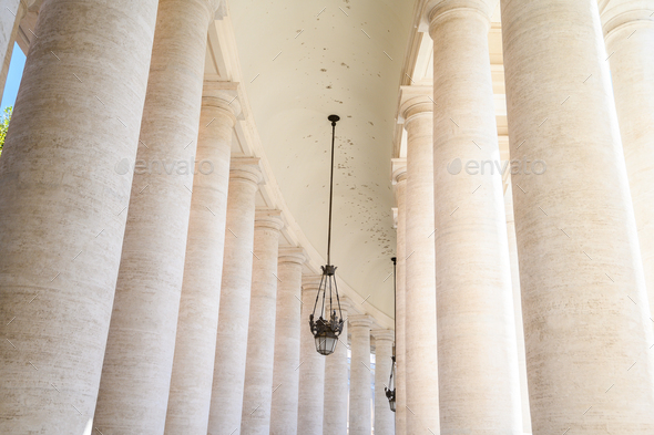 Perspective of the Colonnades of St. Peter's Square. Italy, Rome ...