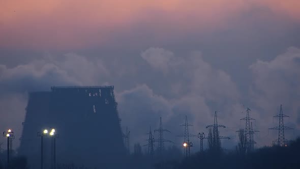 Production capacity. Industrial landscape background.