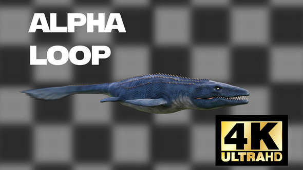 Dinosaur Mosasaurus Underwater Swim And Roar Loop With Alpha 4K Pack