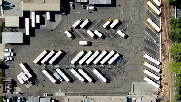Aerial View of Parking Lot for Autobus and Trucks. alt