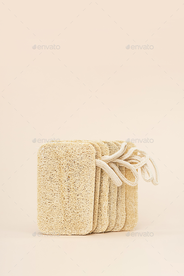 Ecological Loofah Sponges, Biodegradable Scrub Pad. Zero Waste Household Product.