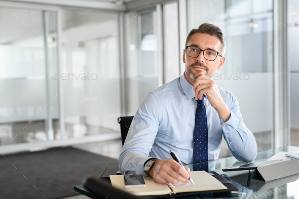 Business man thinking at work - Stock Photo - Images