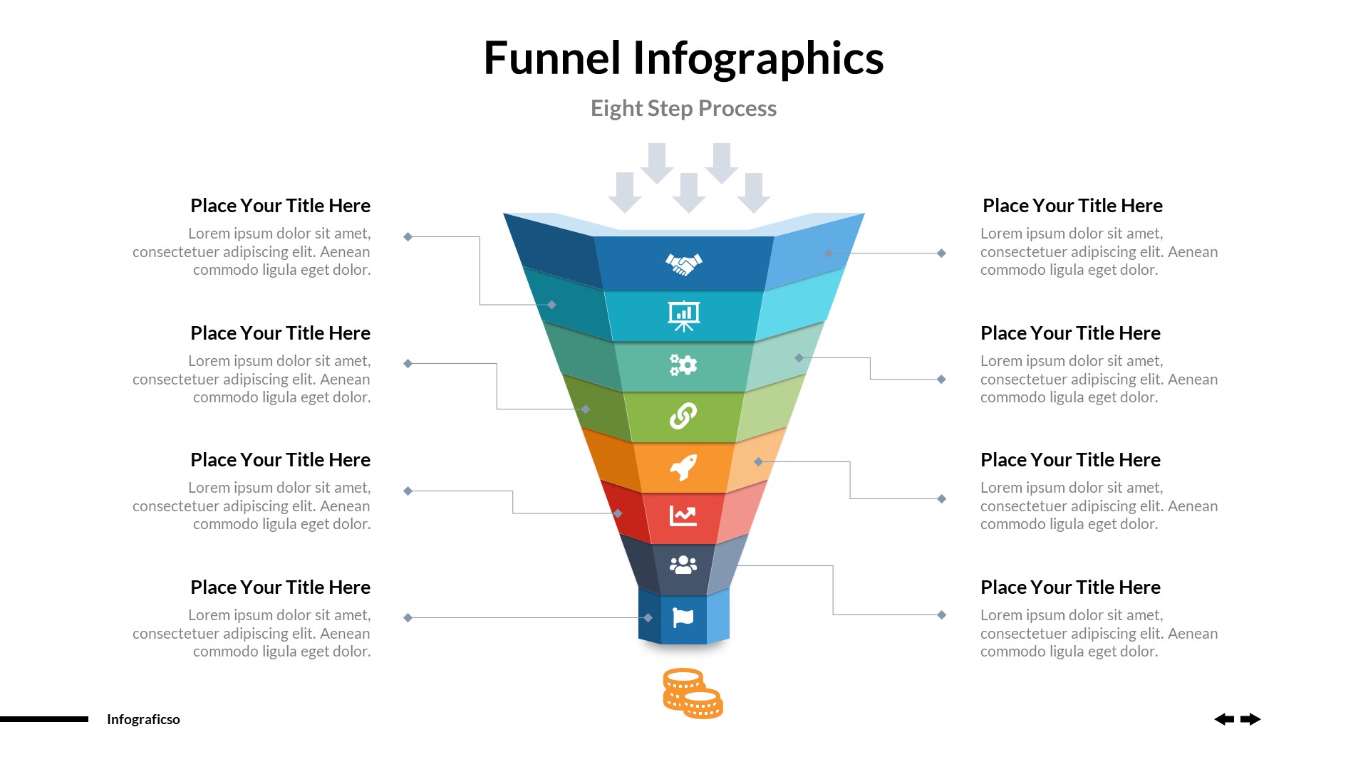 Business Funnels Infographics PowerPoint Template, Presentation Templates