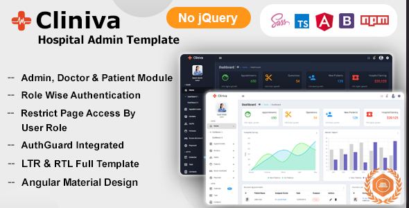 Excellent Cliniva Hospital - Angular 14+ Medical Admin Dashboard Template For Doctors & Clinics