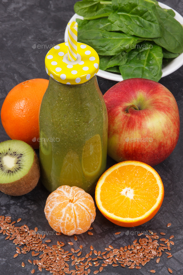 Freshly blended coctail from fruits and vegetables, healthy nutrition concept Stock Photo by