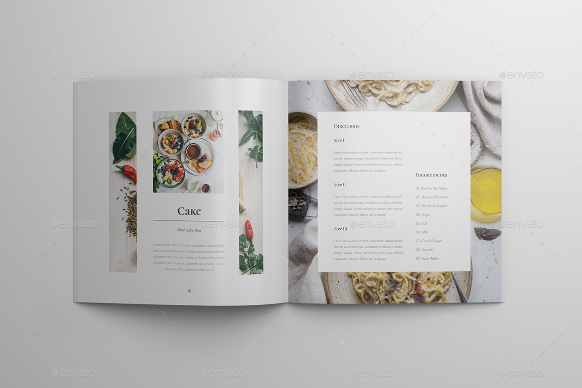 Square Cookbook / Recipebook Template, Print Templates | GraphicRiver