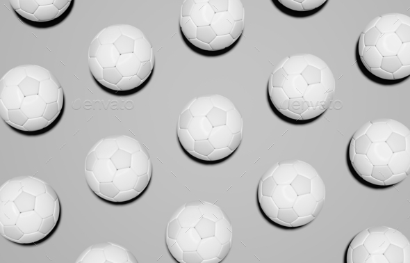 Football soccer balls flat lay monochromatic background Stock Photo by ...