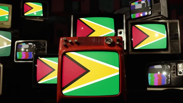 Flags of Guyana on Retro TVs. alt