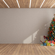 Empty room with Christmas tree and wooden ceiling with led light - PhotoDune Item for Sale