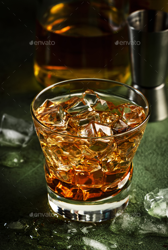 Godfather alcoholic cocktail with scotch whiskey, amaretto liqueur and