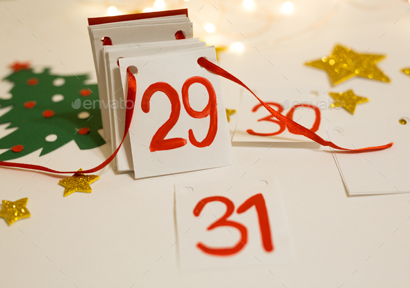 A New Year's calendar with torn pages of the winter months Stock Photo ...