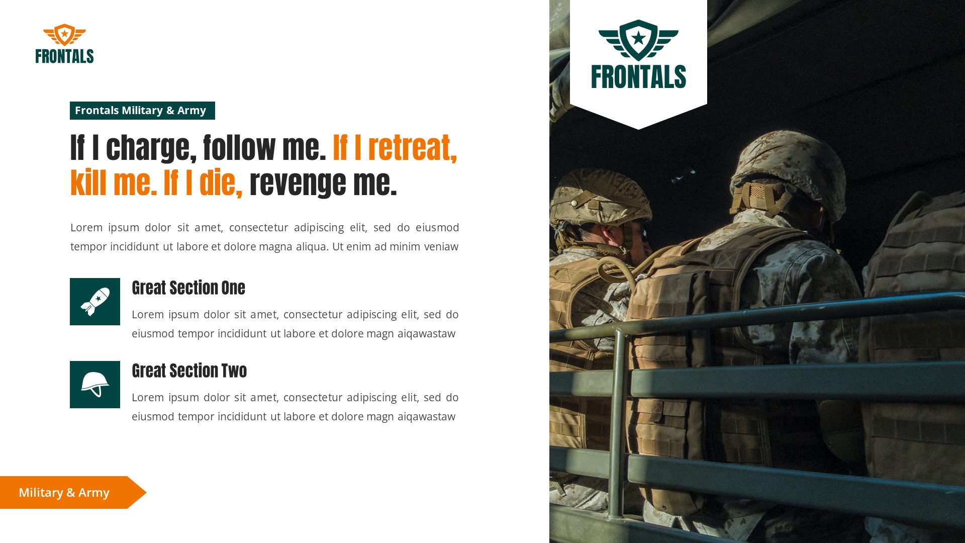 Frontals - Military & Army Powerpoint Template, Presentation Templates