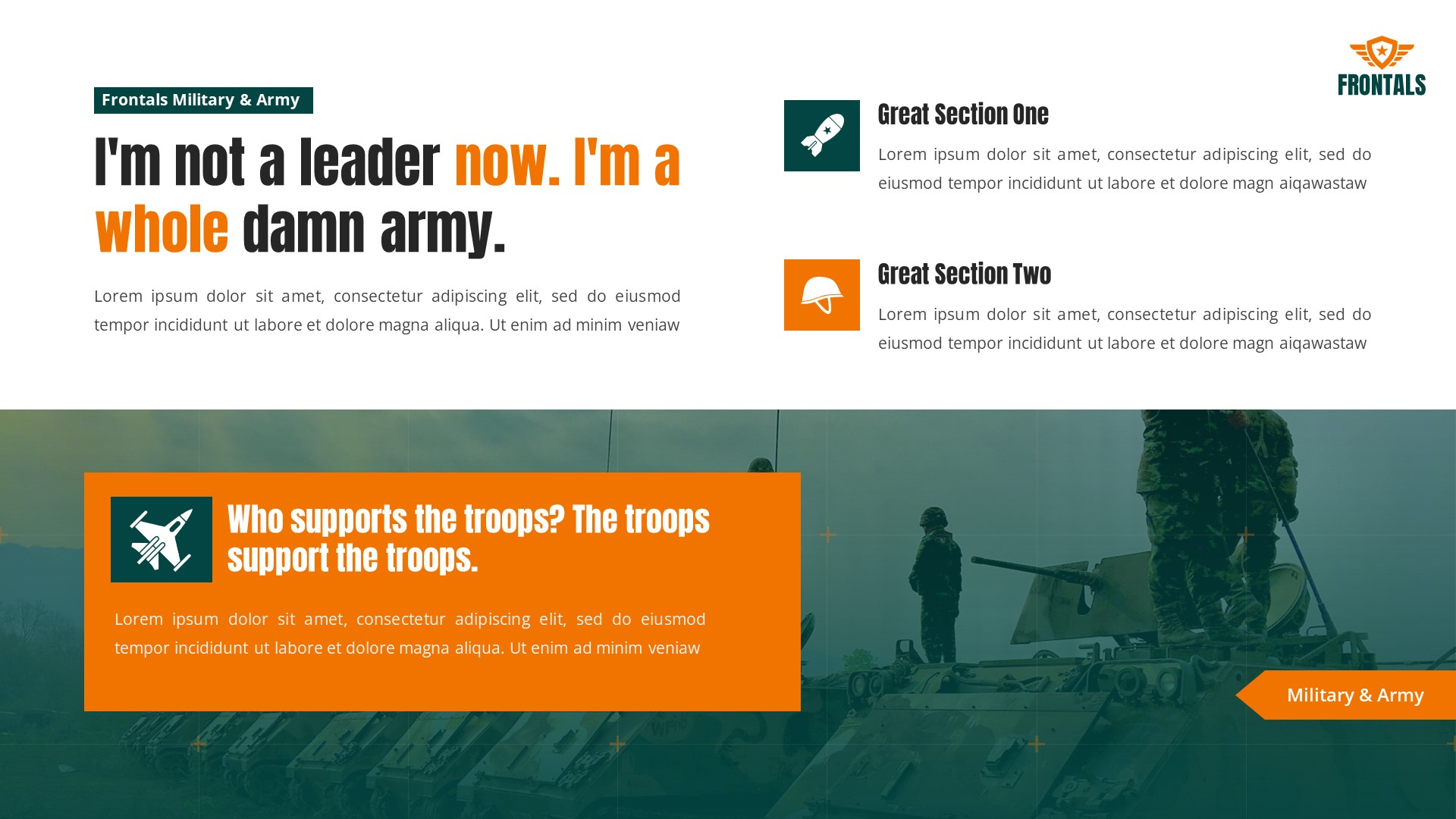 Frontals - Military & Army Powerpoint Template, Presentation Templates