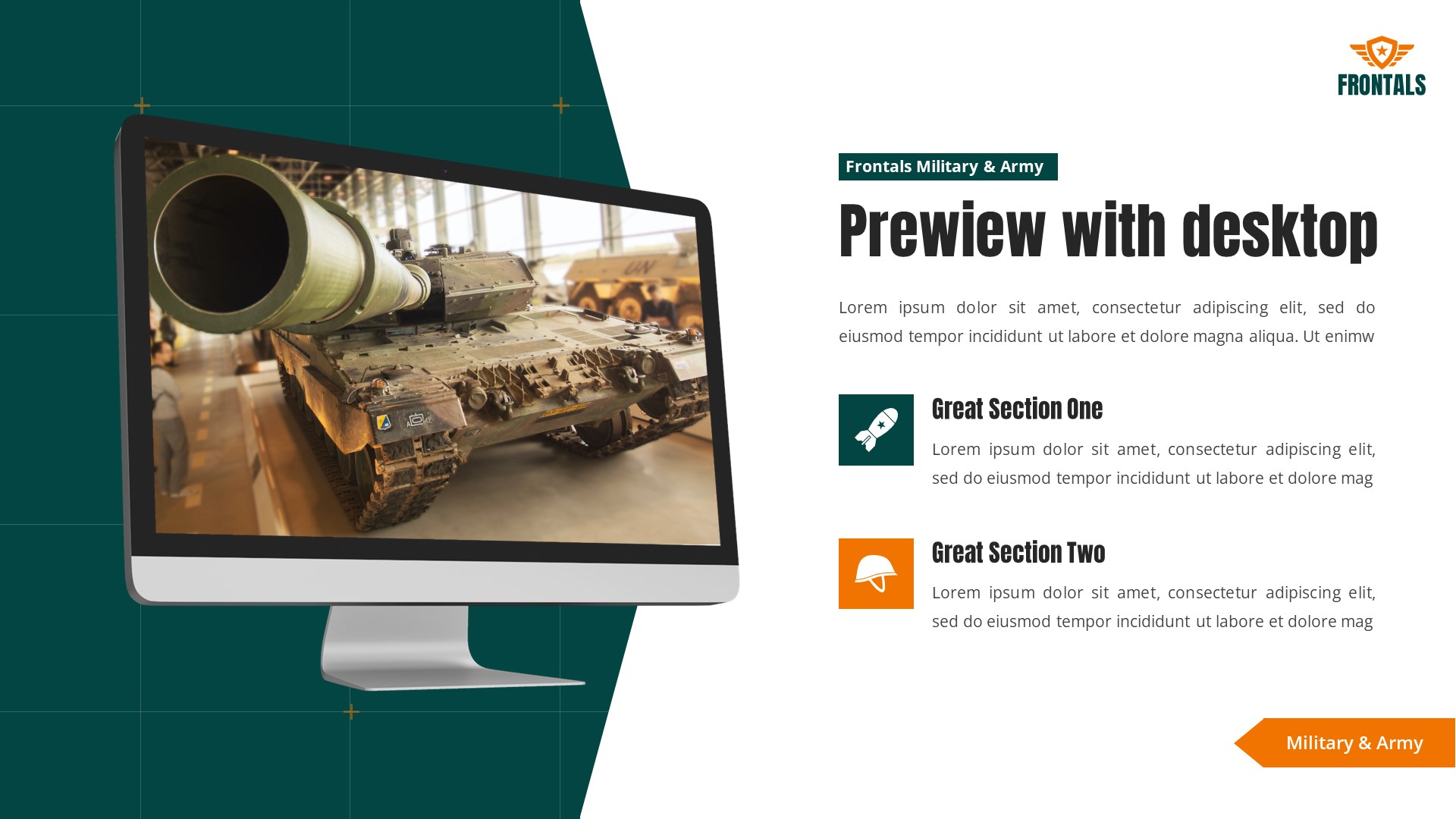 Frontals - Military & Army Powerpoint Template, Presentation Templates