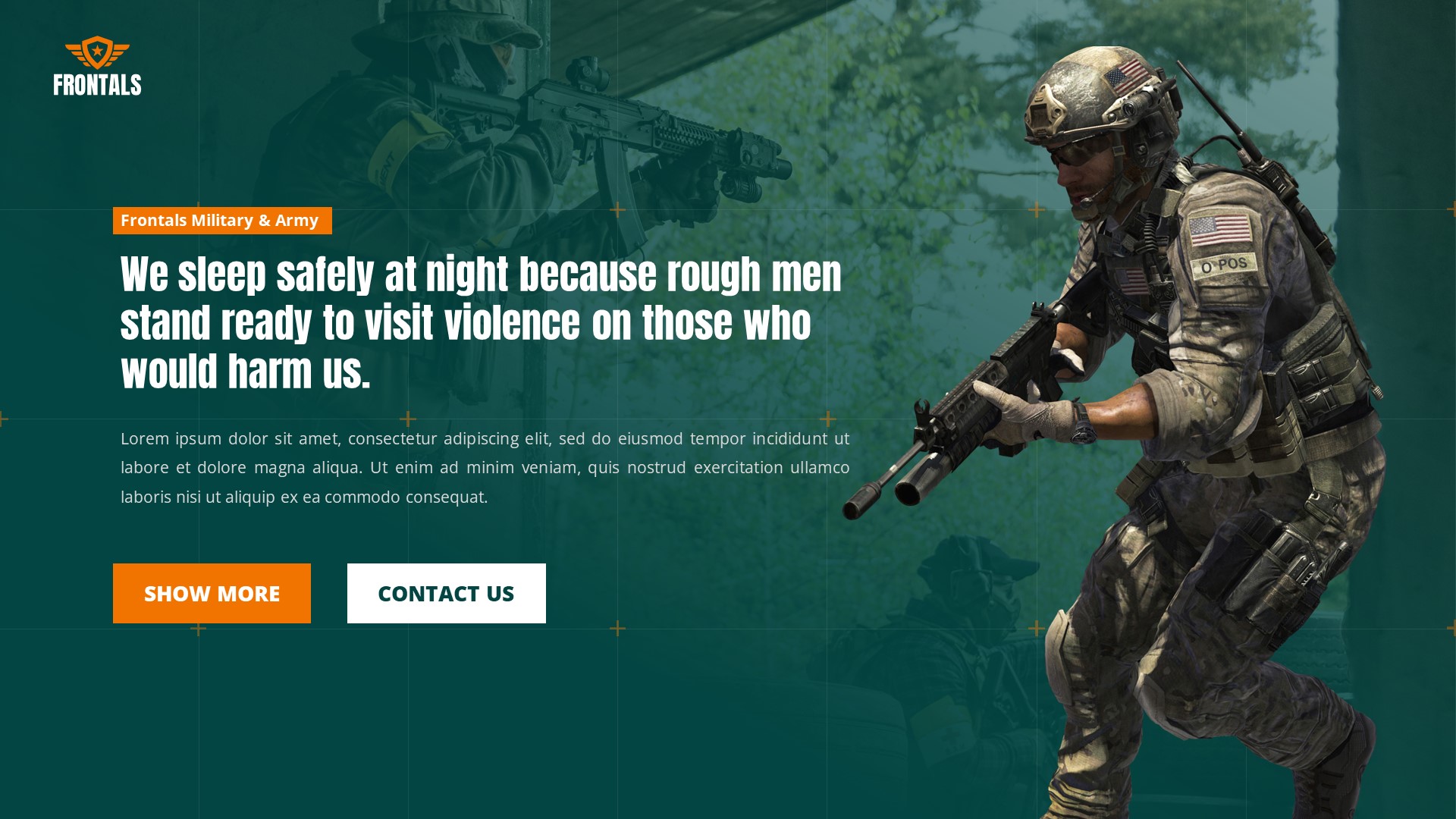Frontals - Military & Army Powerpoint Template, Presentation Templates