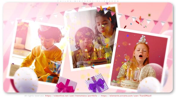 Child's Birthday Slideshow Video Displays template preview